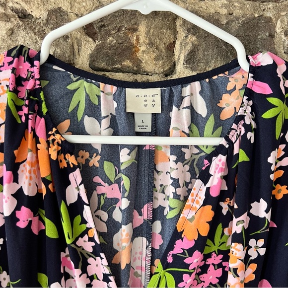 A new day Large Wrap Dress navy blue with florals - Picture 4 of 7